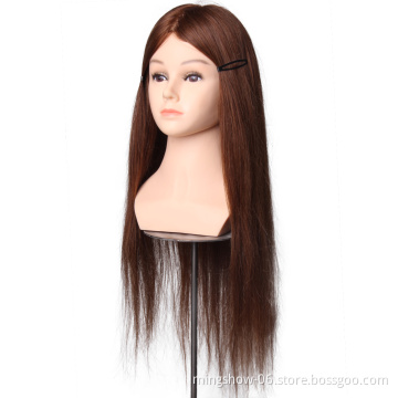 100%Human hair training mannequin head with shoulder brown hair